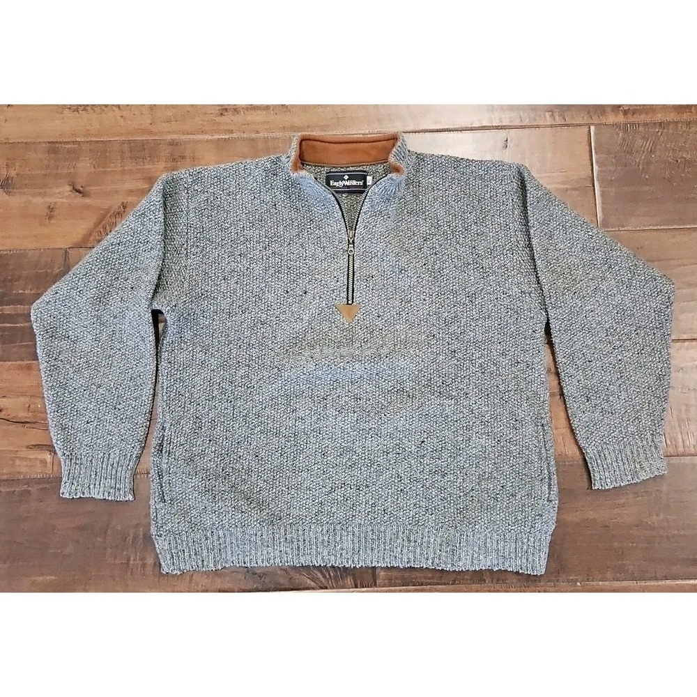 EARLY WINTERS VINTAGE 100% WOOL PULLOVER QUARTER ZIP SWEATER Size XL